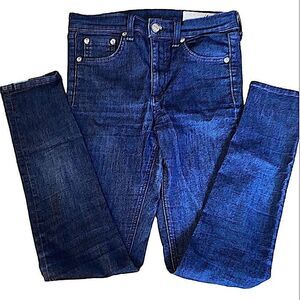 Rag and bone stretch skinny jeans, slightly higher, waisted, 10 inch rise,  25”